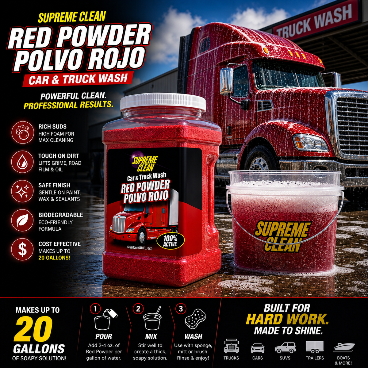 Car & Truck Wash Red Powder